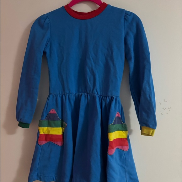 Mini Boden Other - Mini Boden Blue Dress with Rainbow Pockets